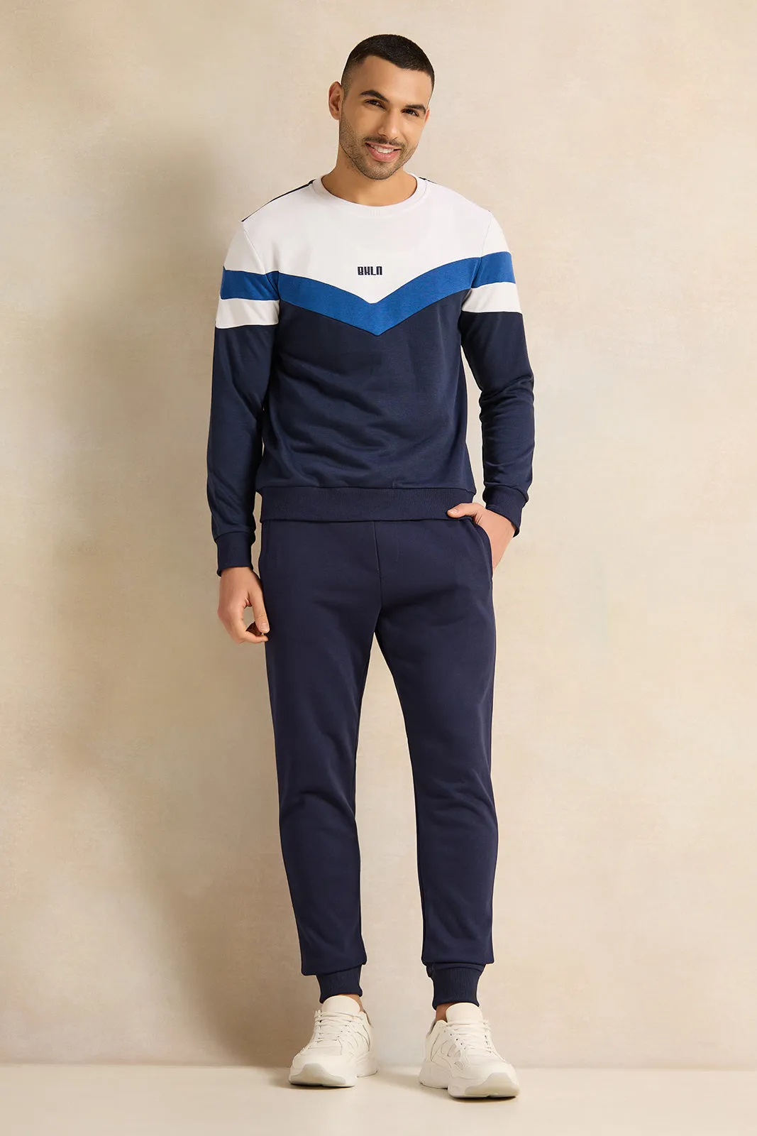 Men Navy Printed Active Sweatshirt