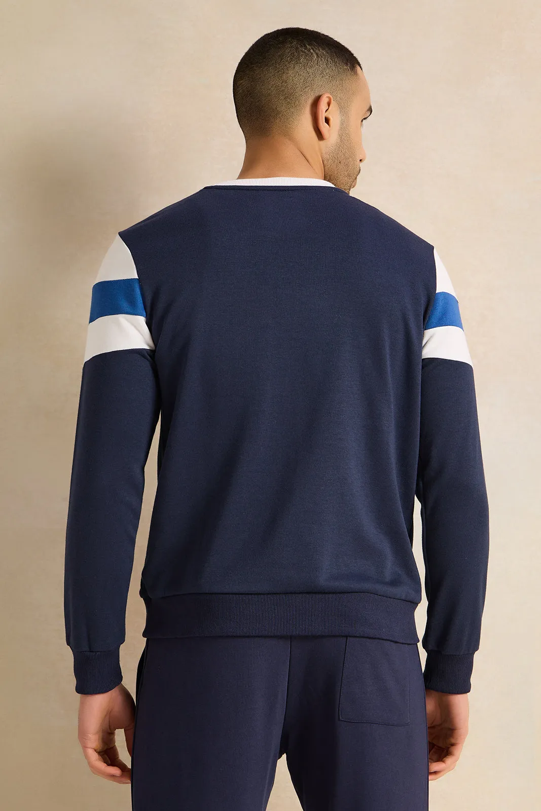 Men Navy Printed Active Sweatshirt