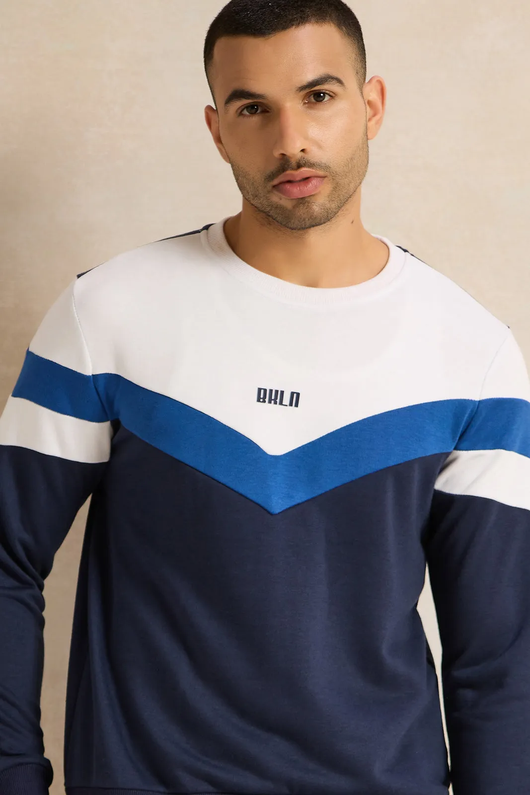 Men Navy Printed Active Sweatshirt