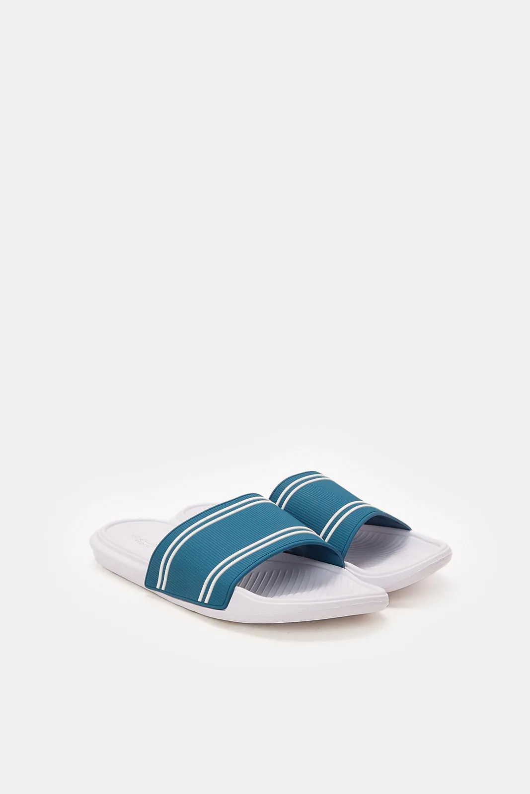 Men White Textured Slide