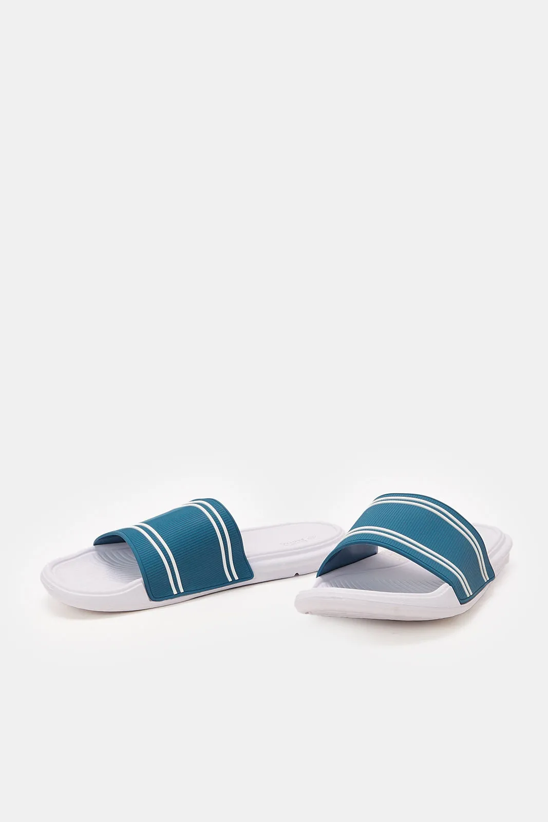 Men White Textured Slide