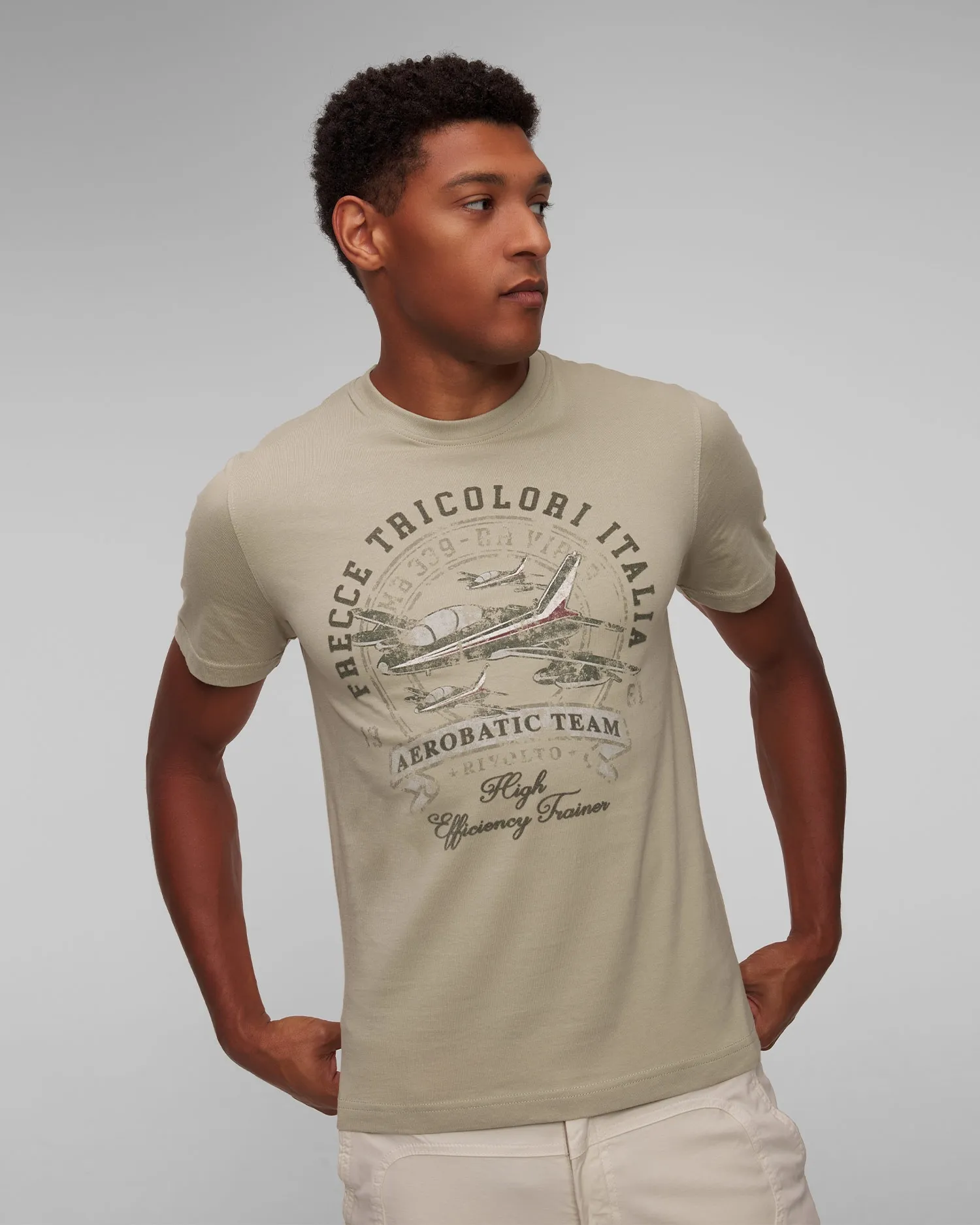 Men’s beige T-shirt Aeronautica Militare 242TS2334J641-7288