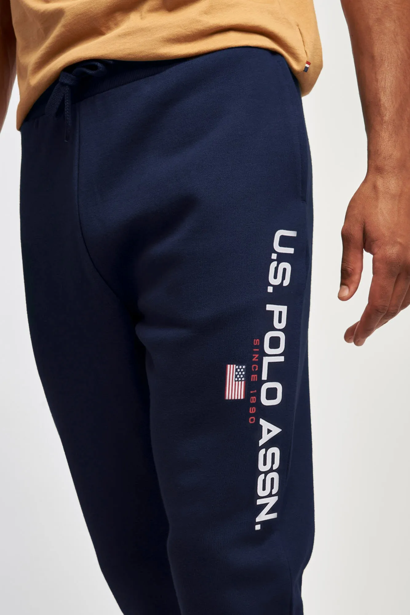 Mens Block Flag Graphic Joggers in Navy Blue