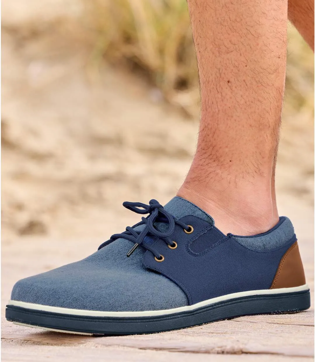 Men's Blue Elasticated Moccasins