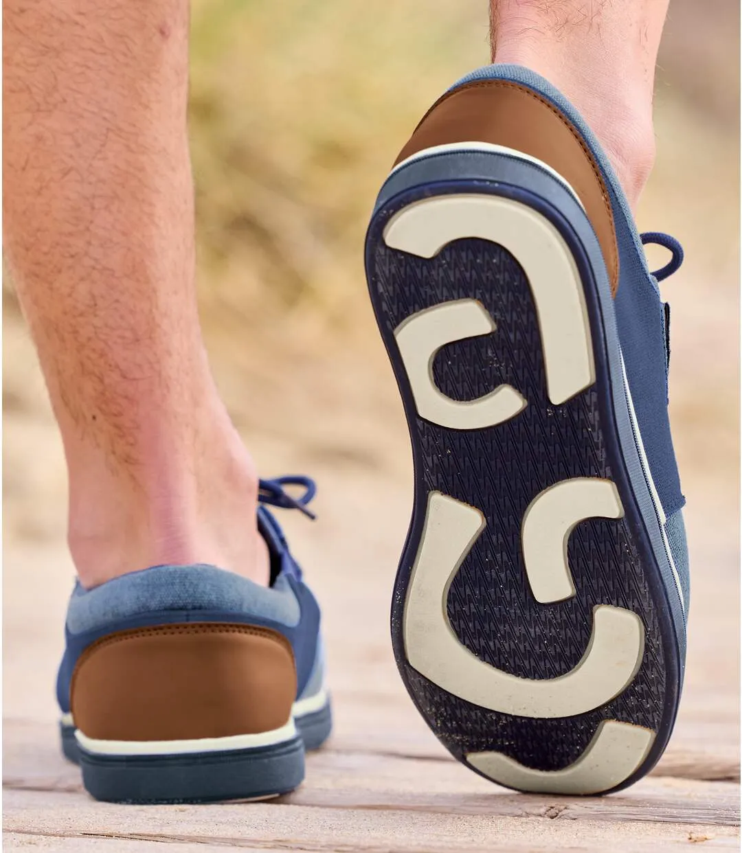 Men's Blue Elasticated Moccasins