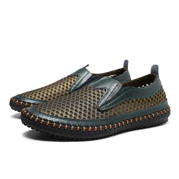 Men's Breathable Mesh Slip-On Moccasins with Rubber Soles 64673184