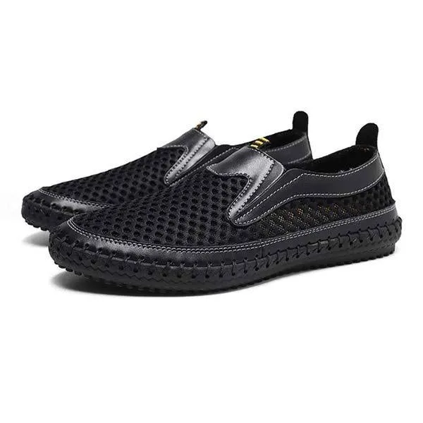 Men's Breathable Mesh Slip-On Moccasins with Rubber Soles 64673184