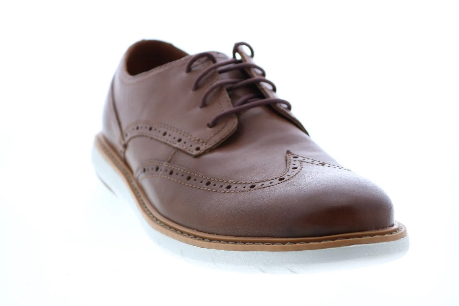 Men's Brown Leather Oxfords with Wingtip & Brogue by Clarks Draper