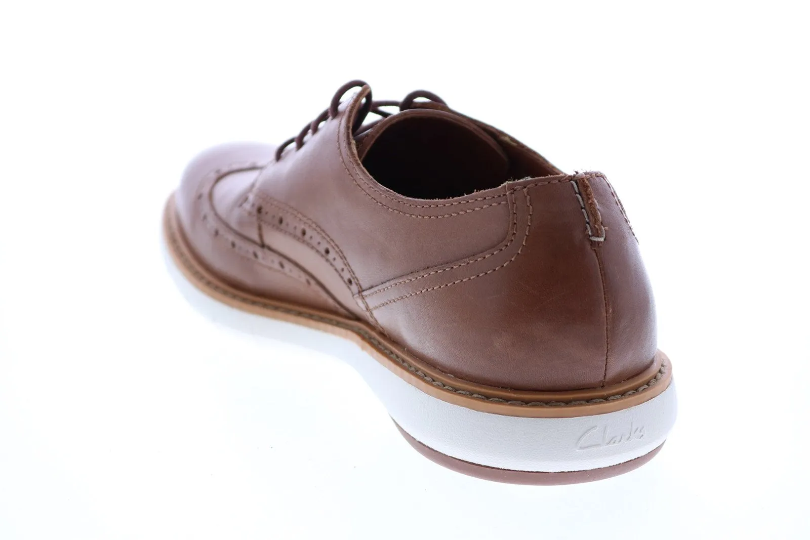 Men's Brown Leather Oxfords with Wingtip & Brogue by Clarks Draper