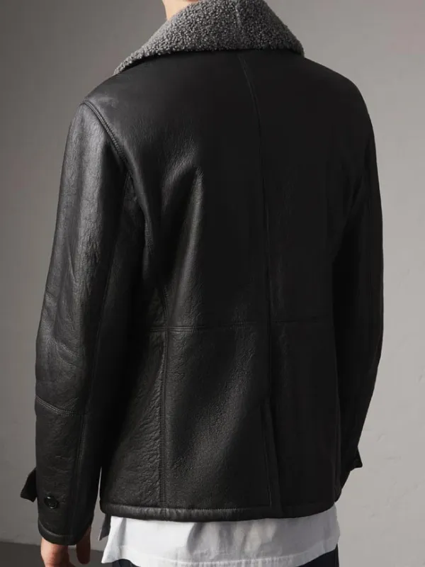 Mens Shearling Black Pea Coat