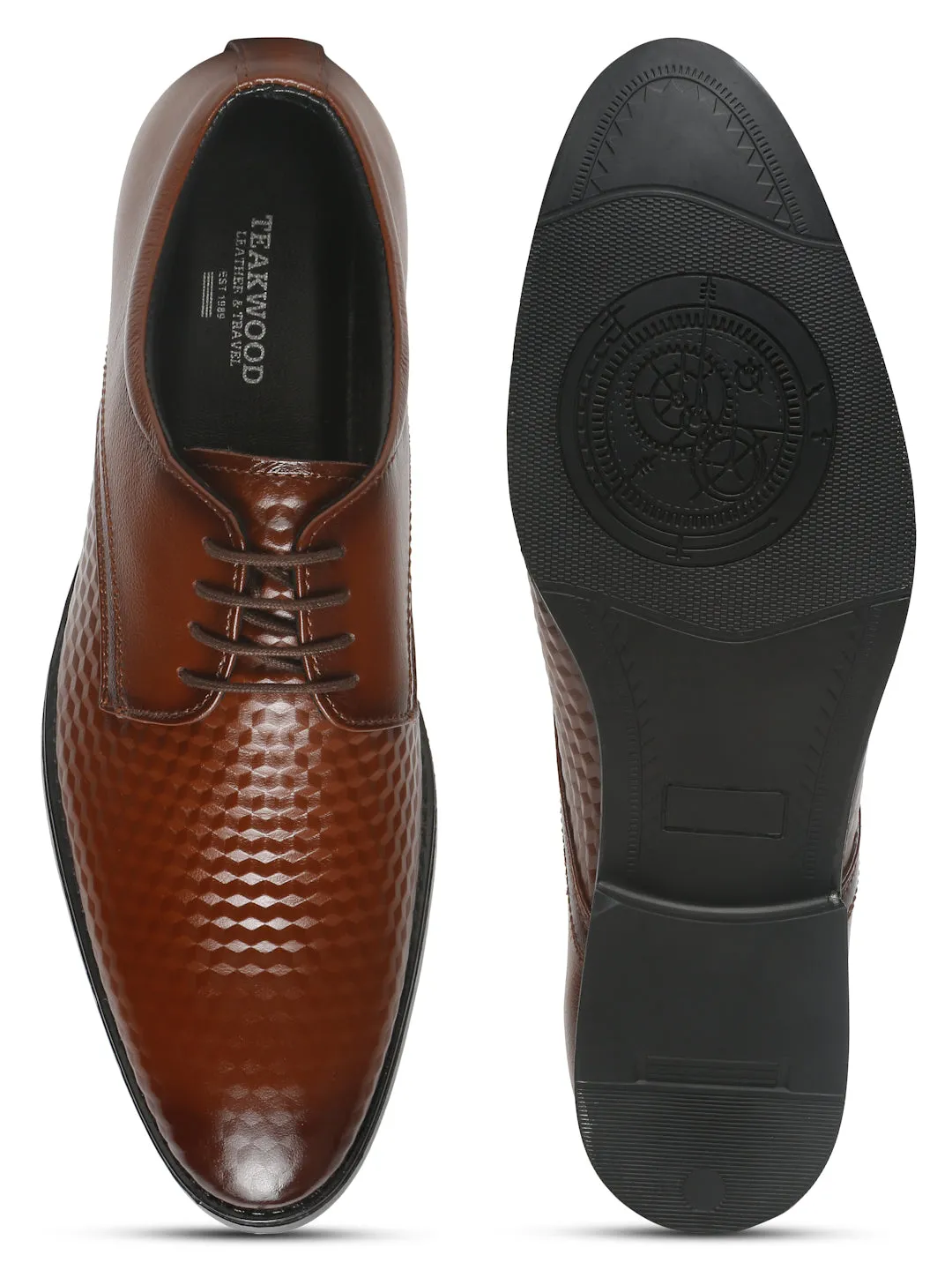 Mens's Brown Patterned Texture Leather Formal Shoes