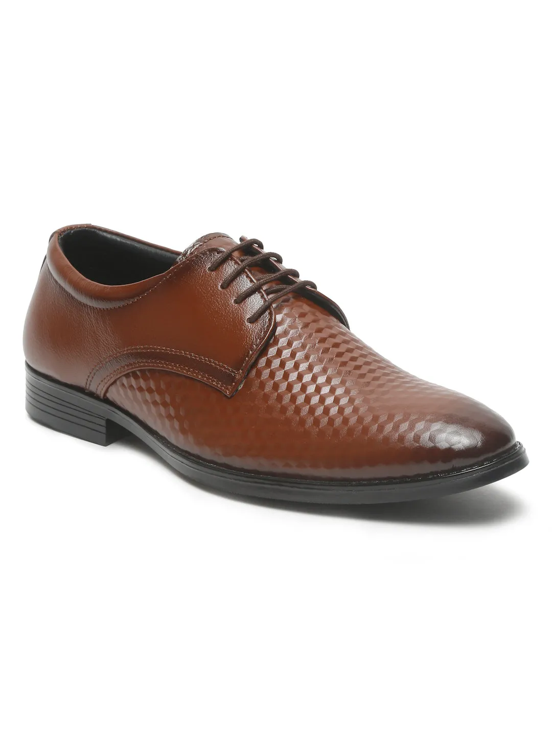 Mens's Brown Patterned Texture Leather Formal Shoes