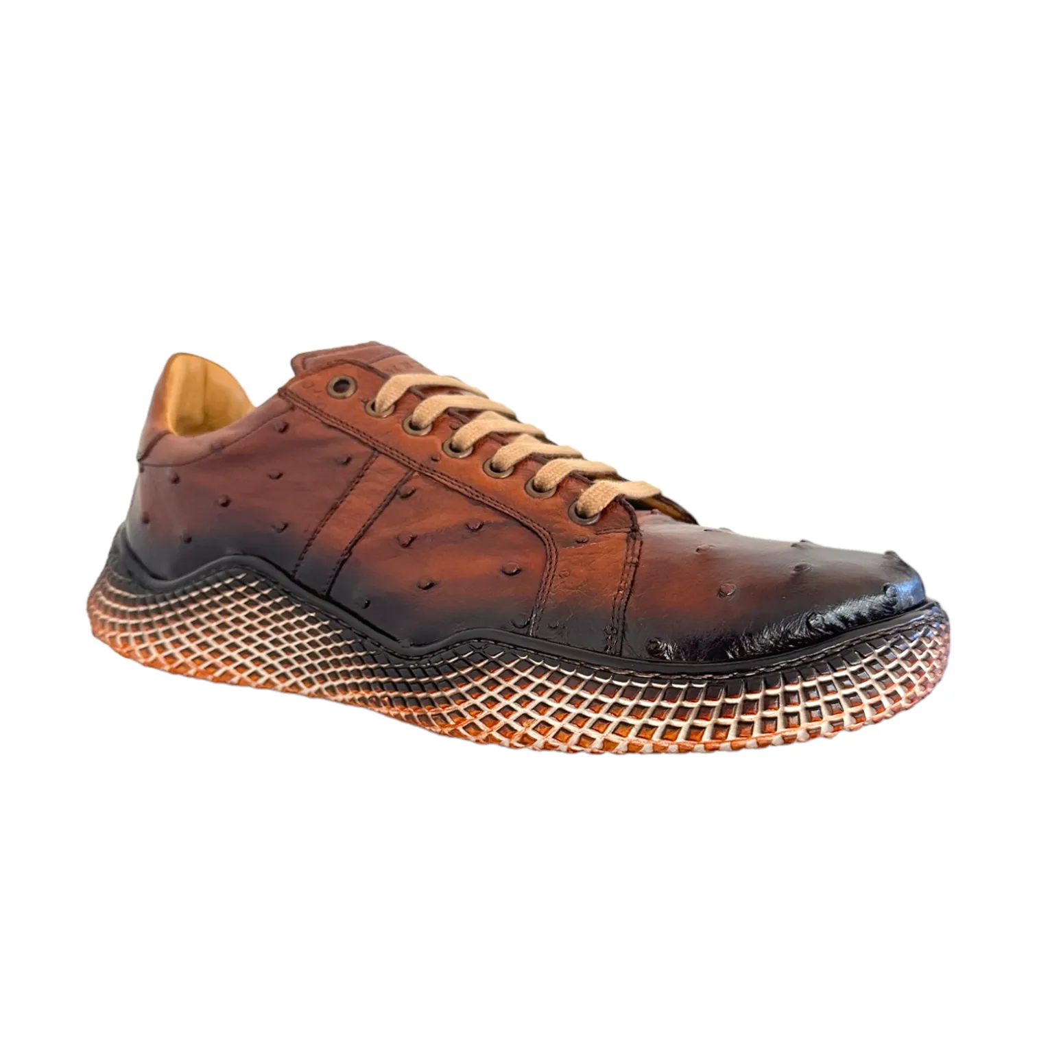 Mezlan 4970-S Men's Shoes Brandy Exotic Ostrich-Skin Sneakers (MZ3673)