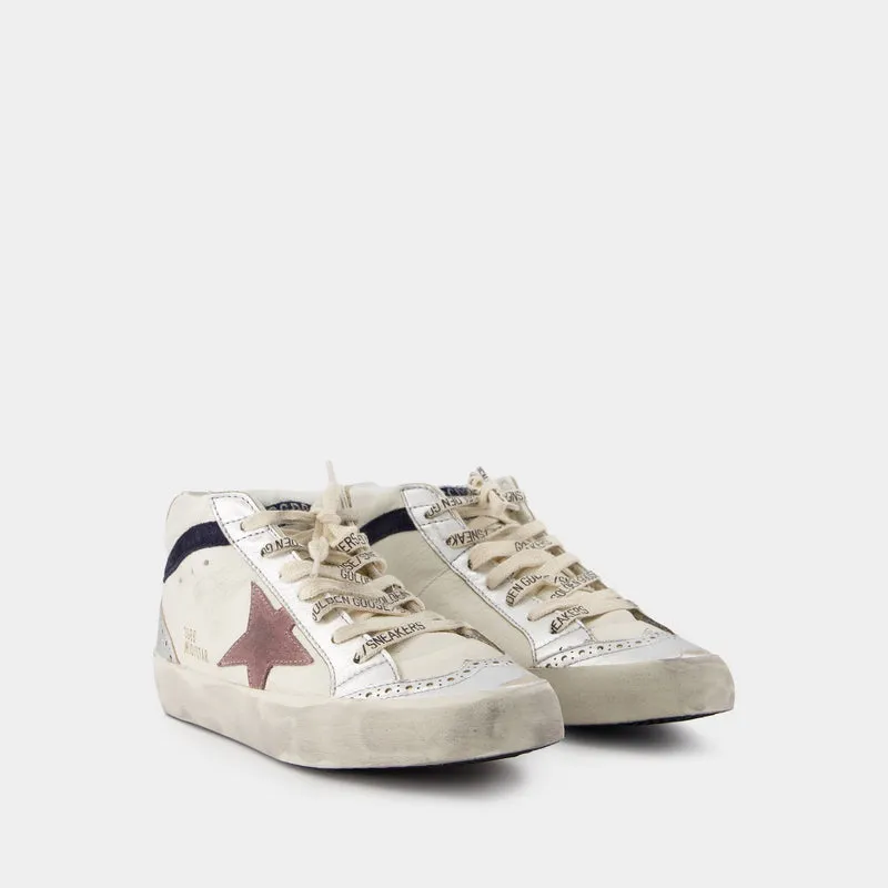 Mid Star Sneakers - Golden Goose Deluxe Brand - Leather - White