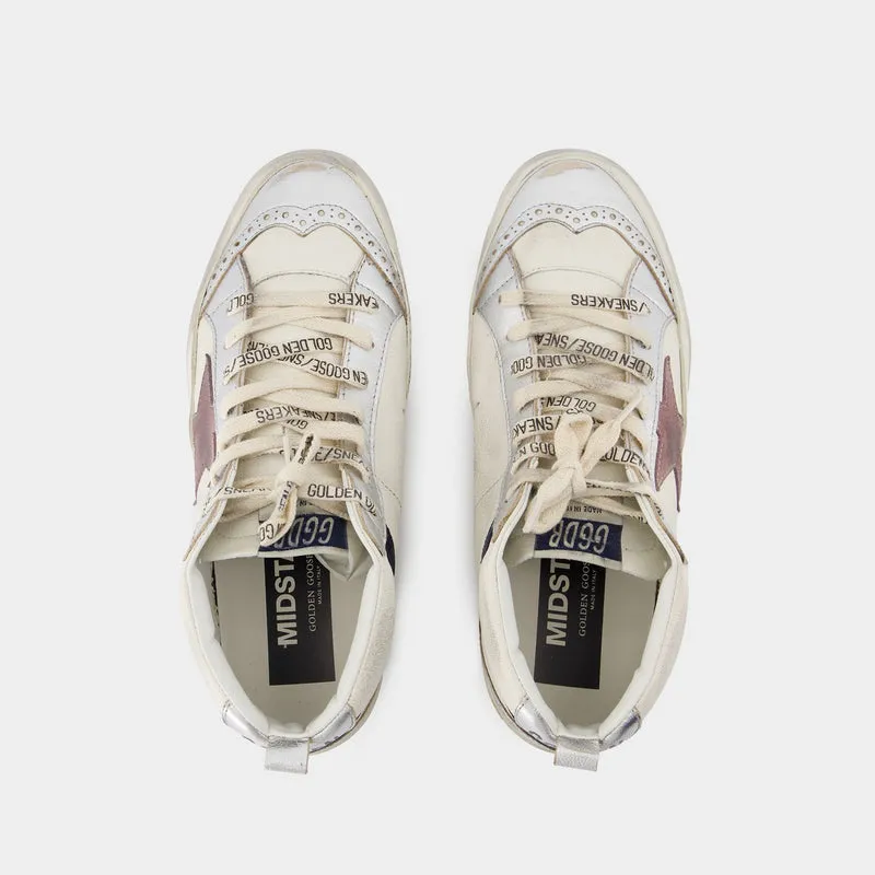 Mid Star Sneakers - Golden Goose Deluxe Brand - Leather - White