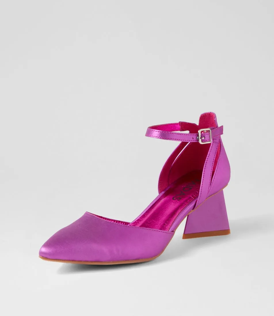 MIDAS Illy Fuchsia Satin Leather Heels