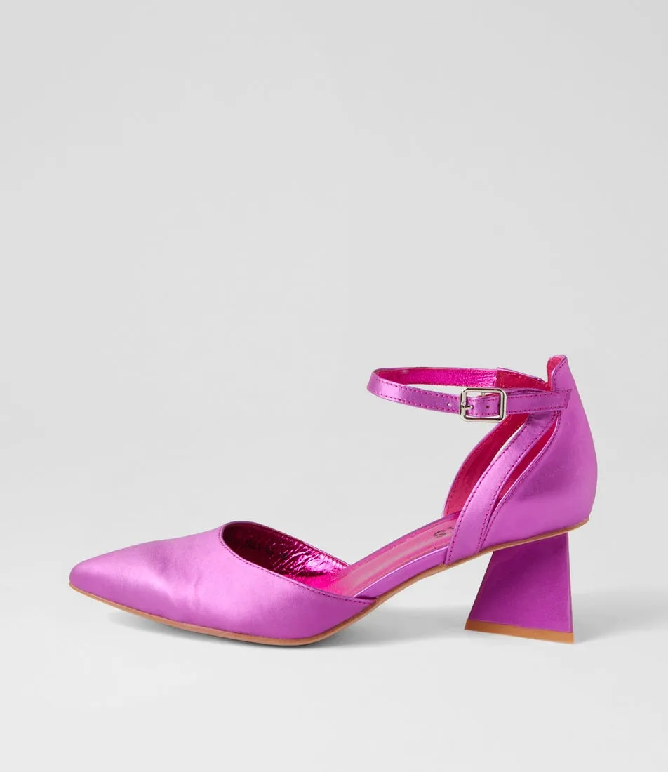 MIDAS Illy Fuchsia Satin Leather Heels