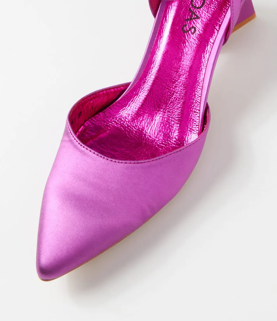 MIDAS Illy Fuchsia Satin Leather Heels