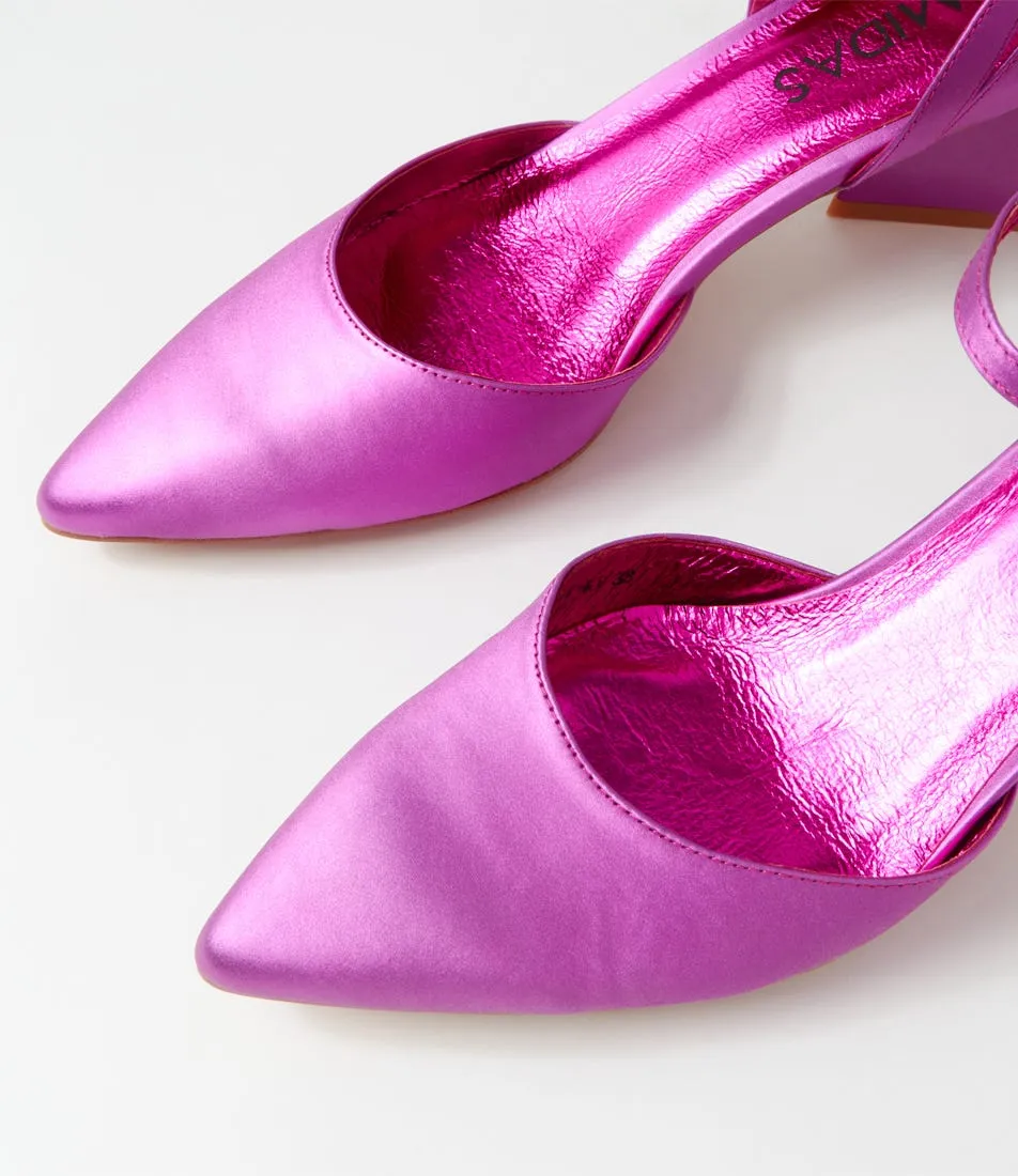 MIDAS Illy Fuchsia Satin Leather Heels