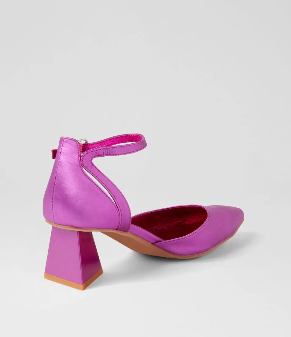 MIDAS Illy Fuchsia Satin Leather Heels