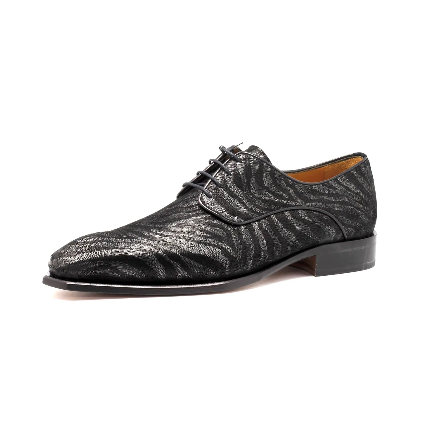 Mister Rubi 39125 Men's Shoes Black Zebra Print Leather Derby Oxfords (MIS1149)