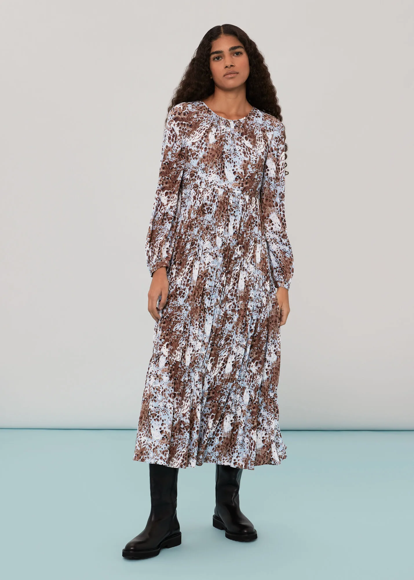 Multicolour Leio Patch Animal Midi Dress