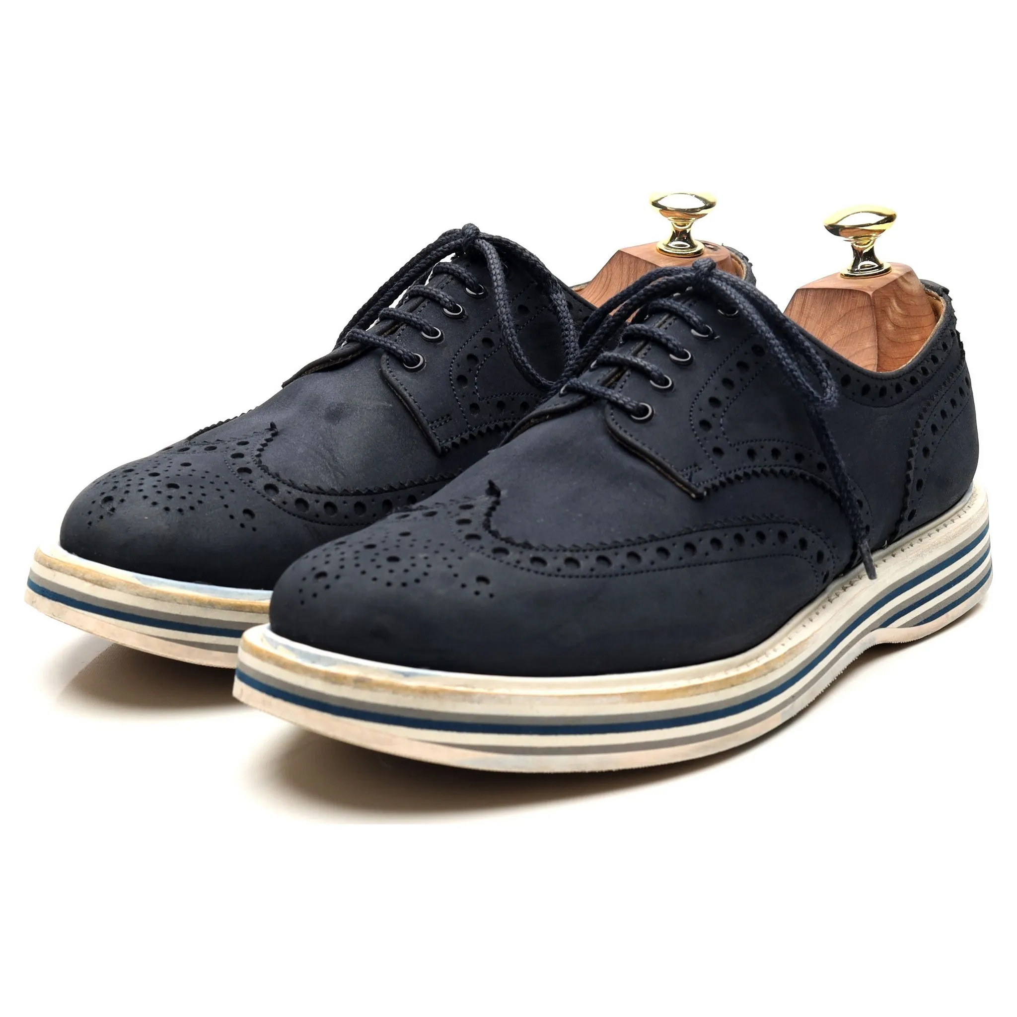 'Naburn 3' Navy Blue Suede Nubuck Derby UK 7.5 F