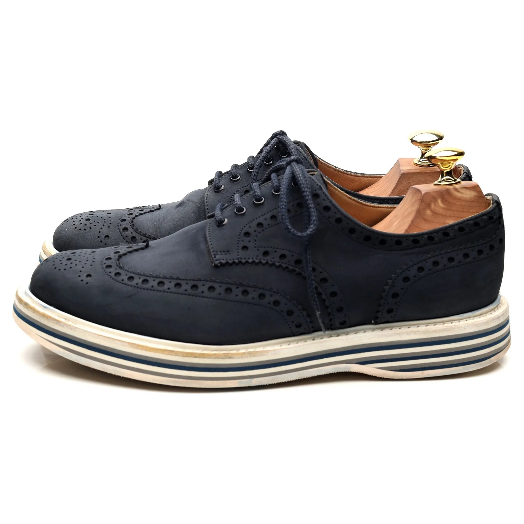 'Naburn 3' Navy Blue Suede Nubuck Derby UK 7.5 F