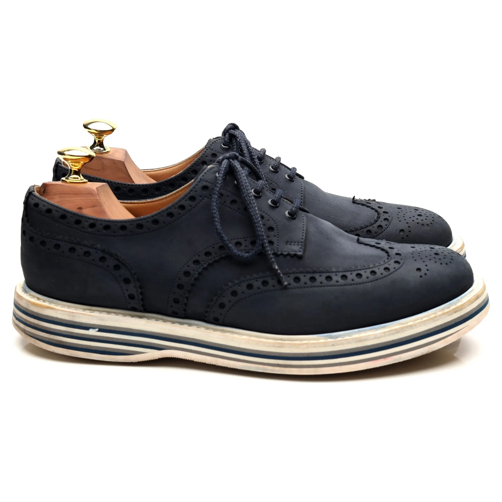 'Naburn 3' Navy Blue Suede Nubuck Derby UK 7.5 F