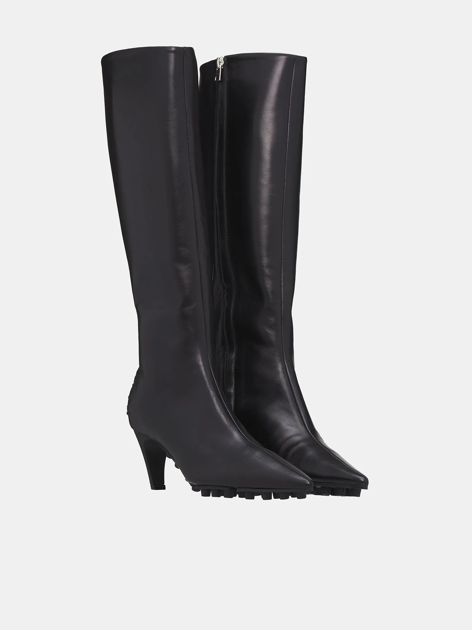 Nappa Knee-High Spike Boots (STMS012106-P3628-BLACK)