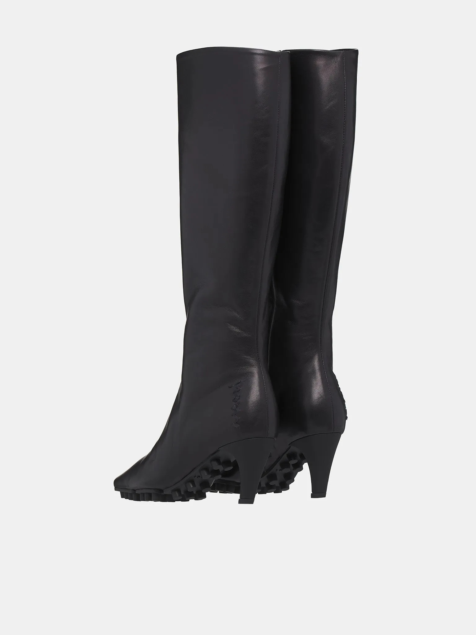 Nappa Knee-High Spike Boots (STMS012106-P3628-BLACK)