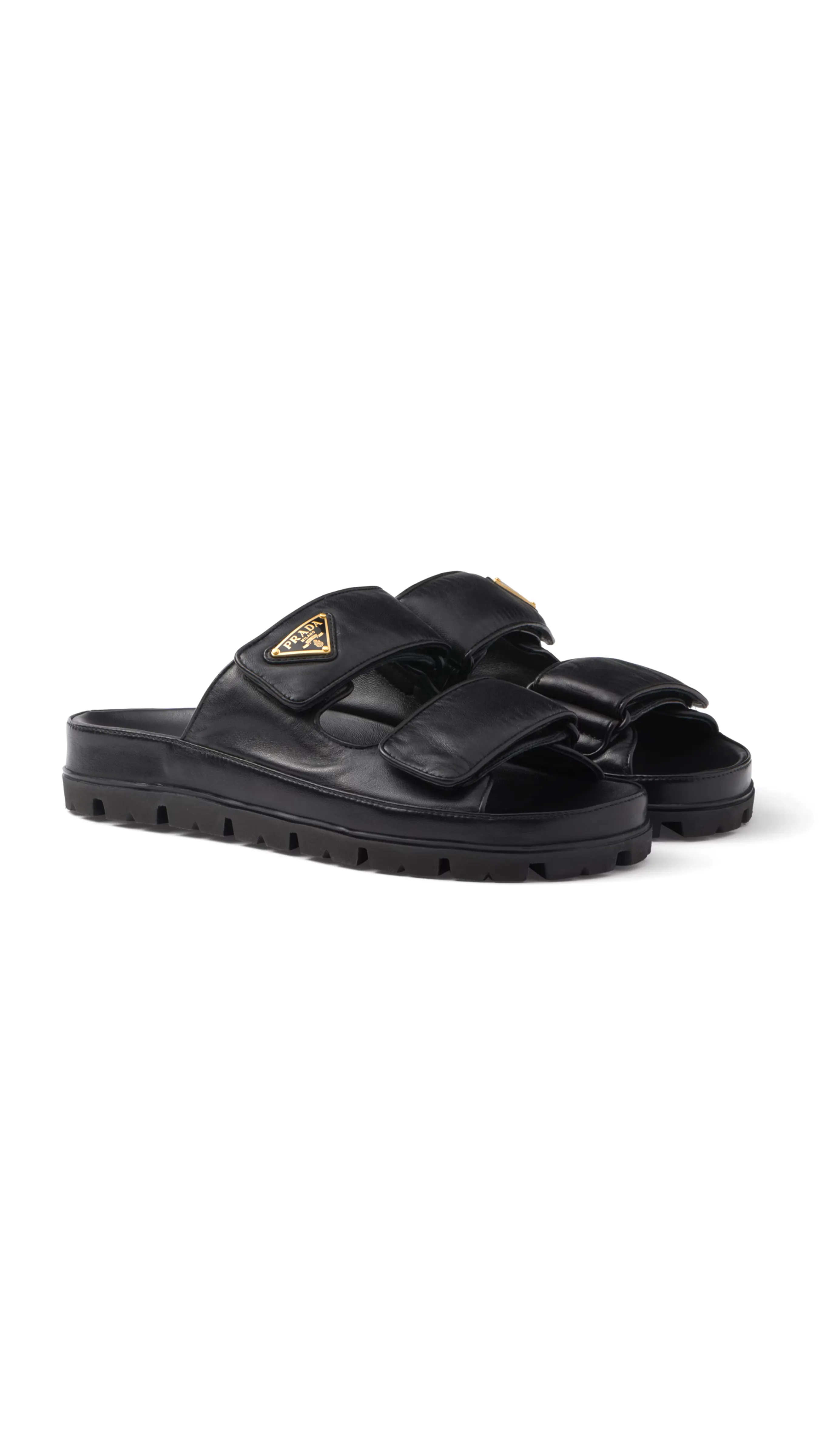 Black Nappa Leather Slide