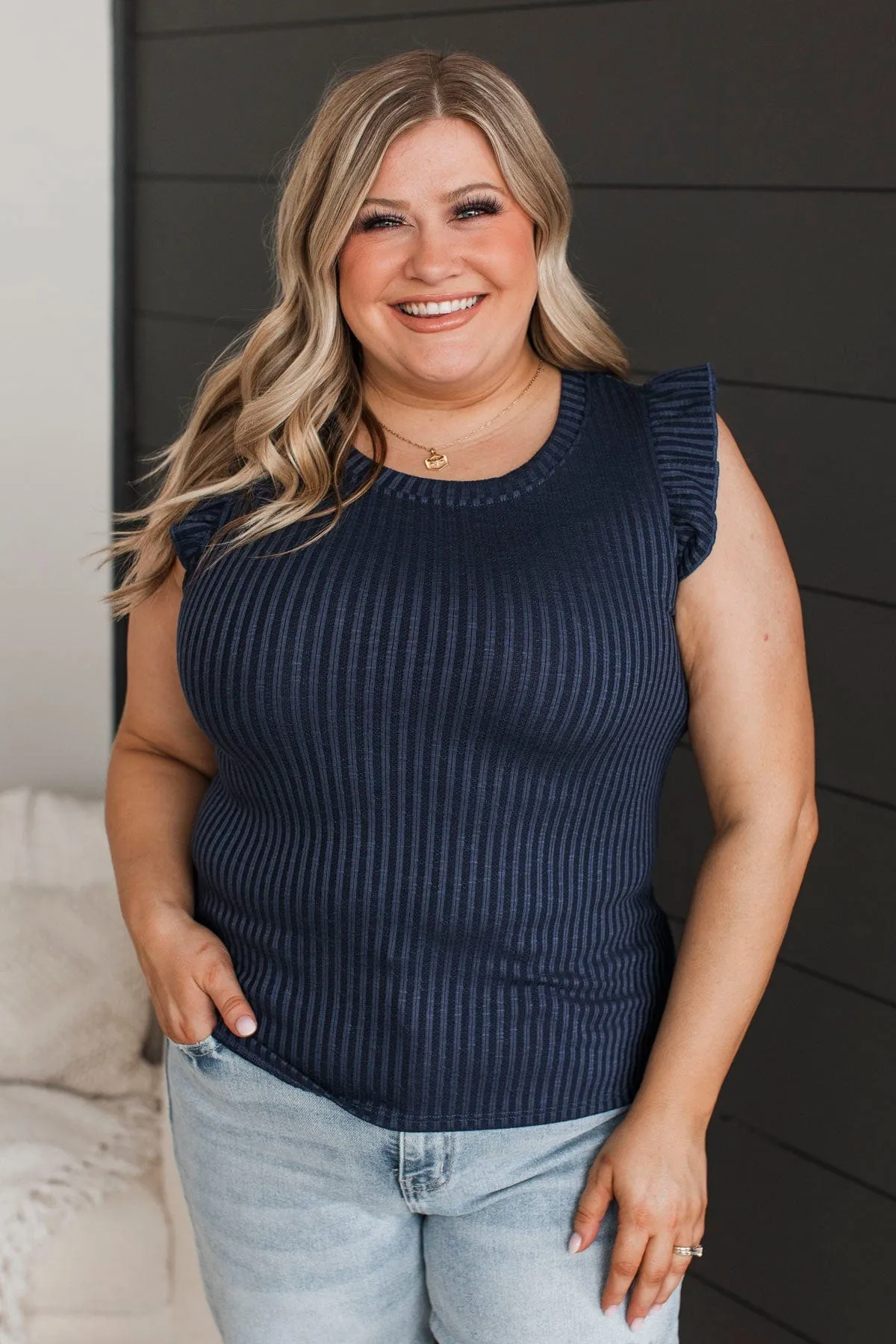 Navy Blue Knit Top for Late Night Romance