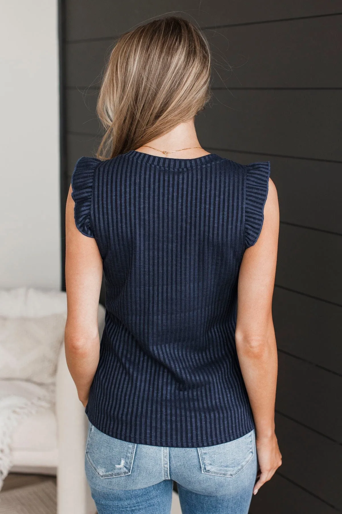 Navy Blue Knit Top for Late Night Romance