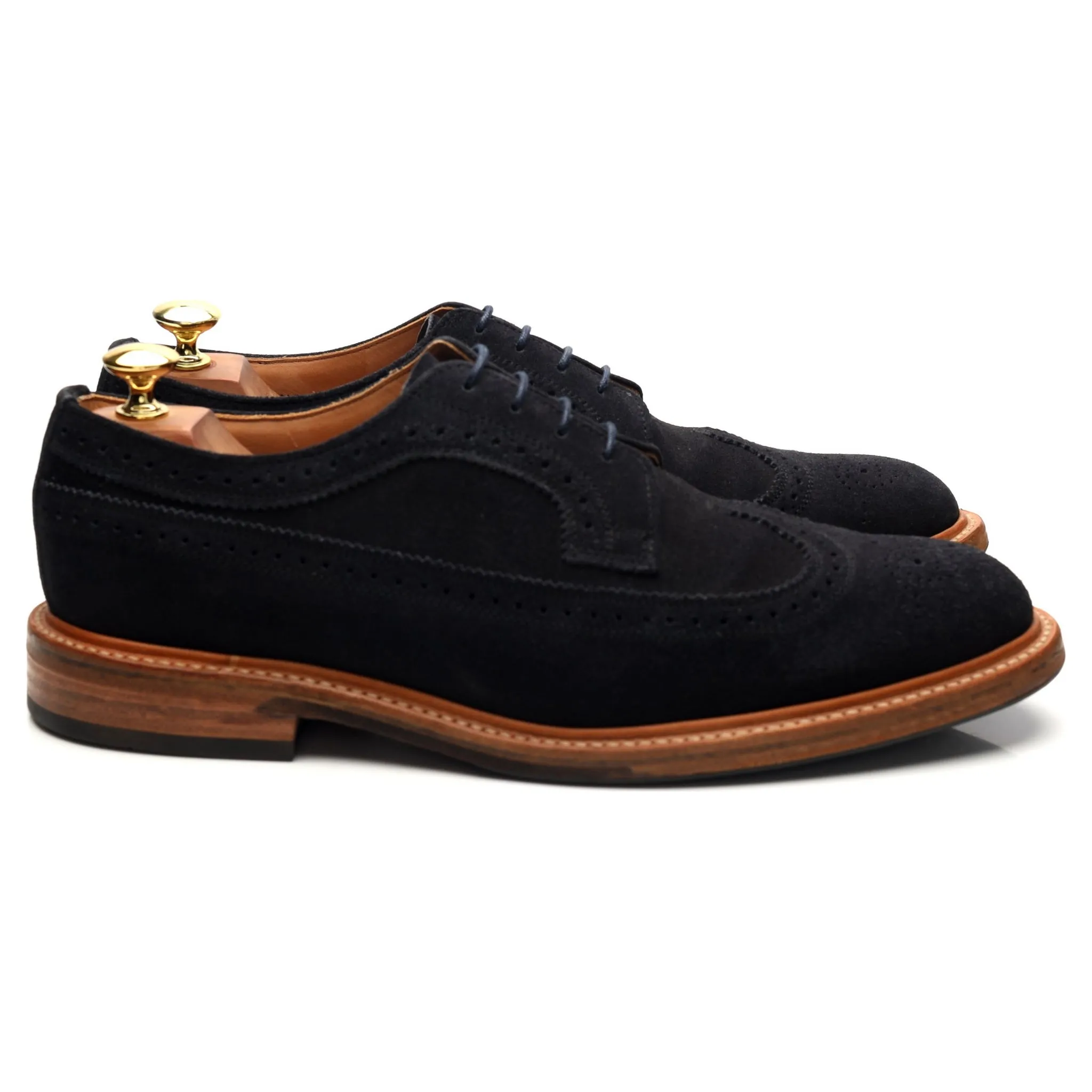 Navy Blue Suede Derby Brogue UK 8.5