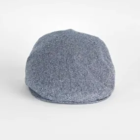 Navy Herringbone 100% Silk Flat Cap