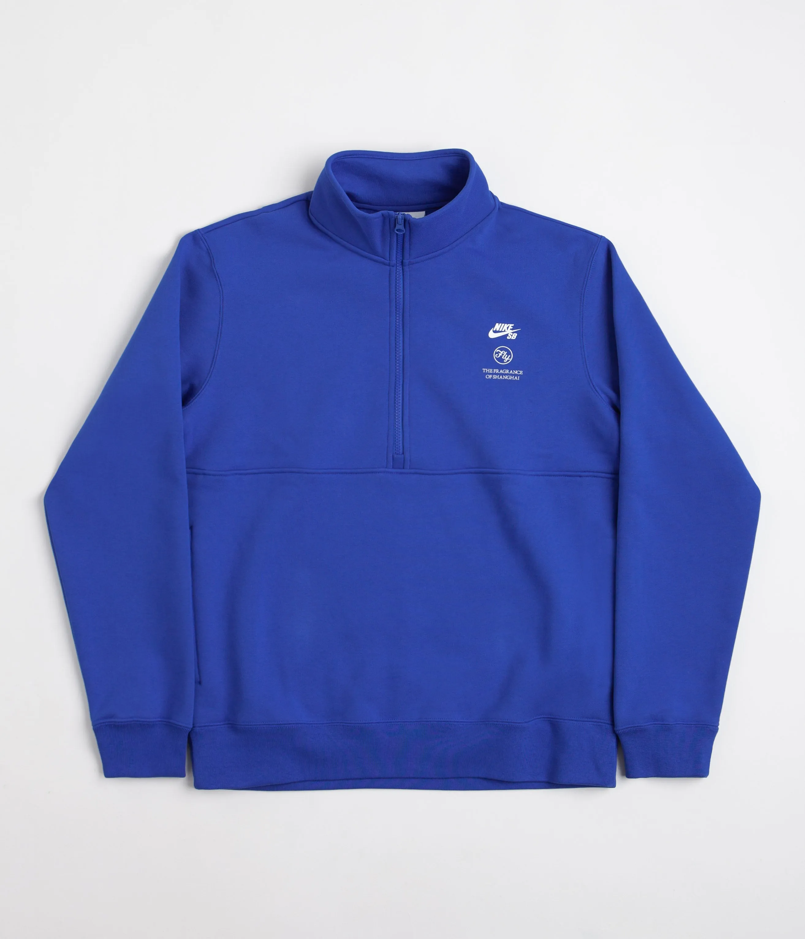 Nike SB x Fly Streetwear 1/2 Zip Fleece in Game Royal and White