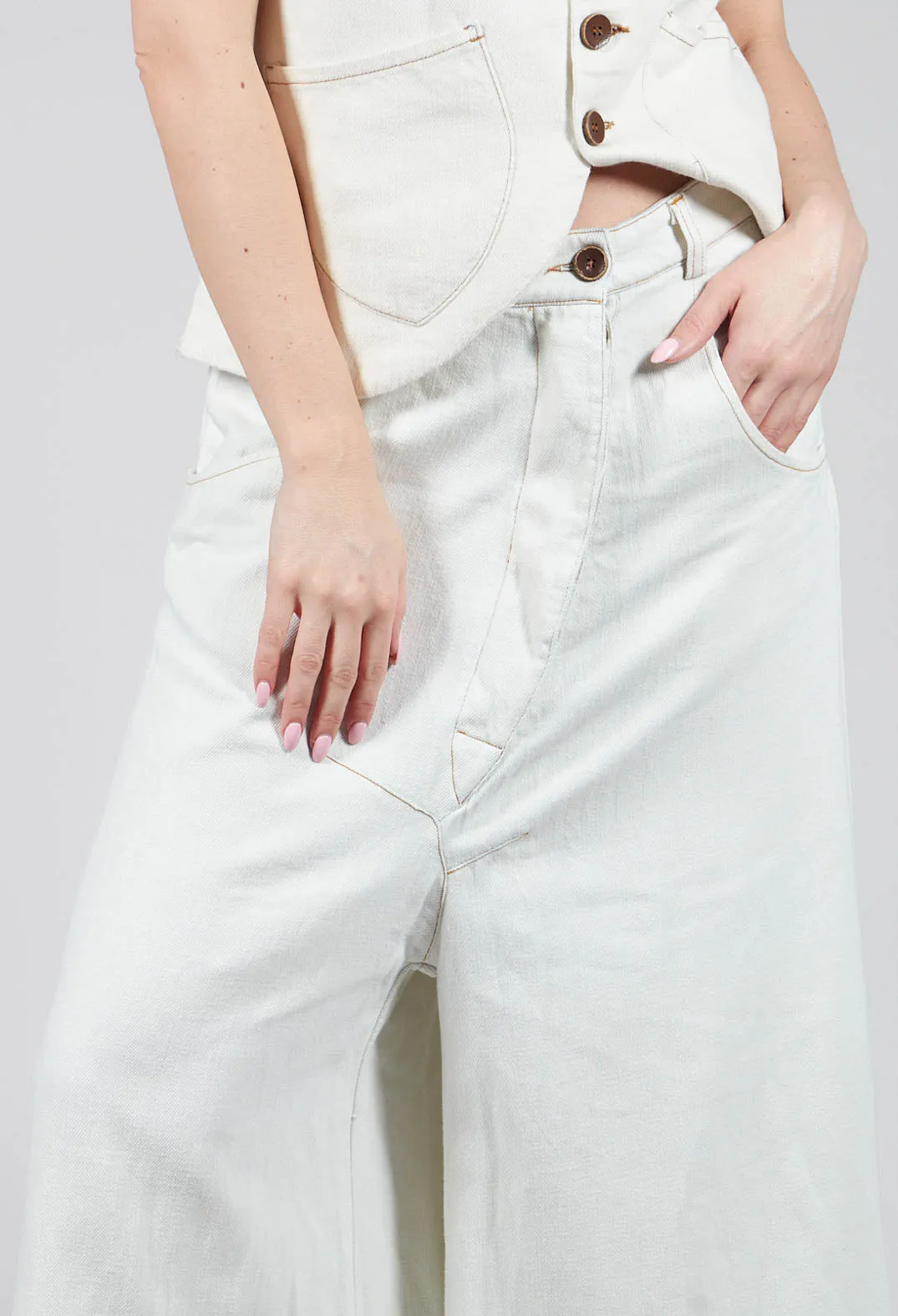 Off White Wide Leg Flared Denim Jeans