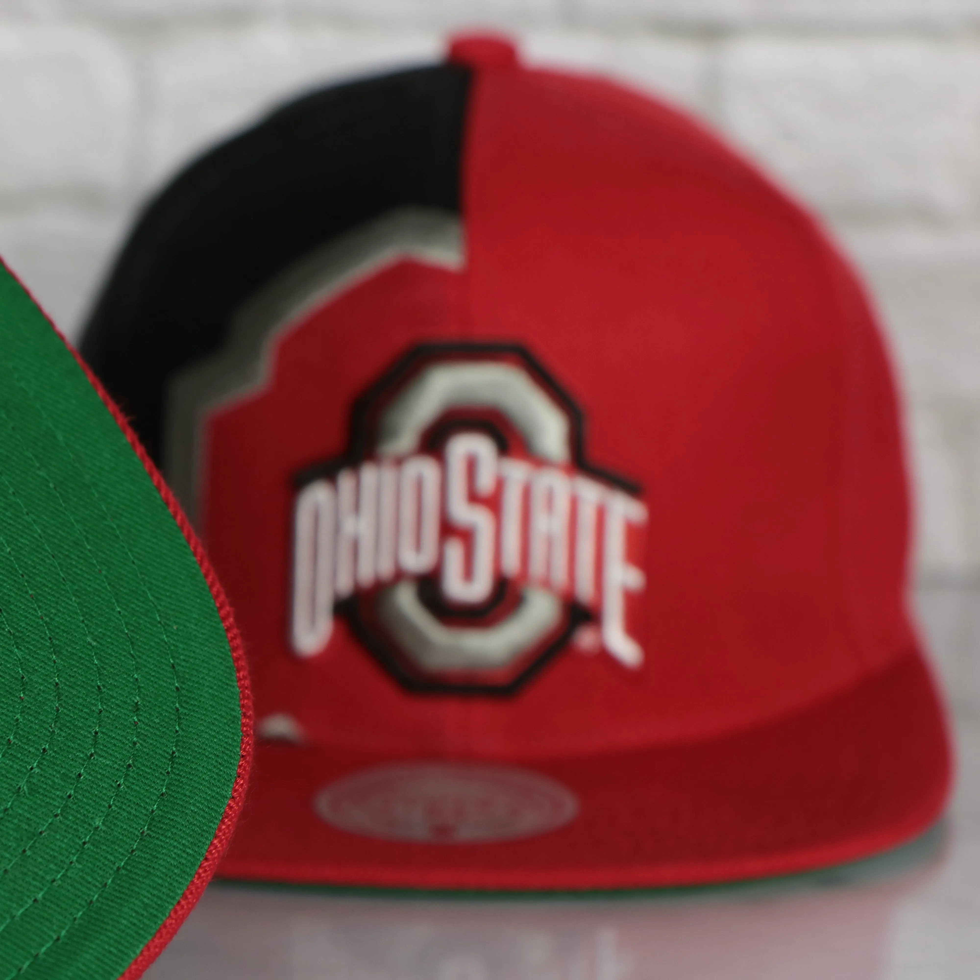 Ohio State Buckeyes Vintage Snapback Hat by Mitchell and Ness - Retroline Logo Outline Snap Cap