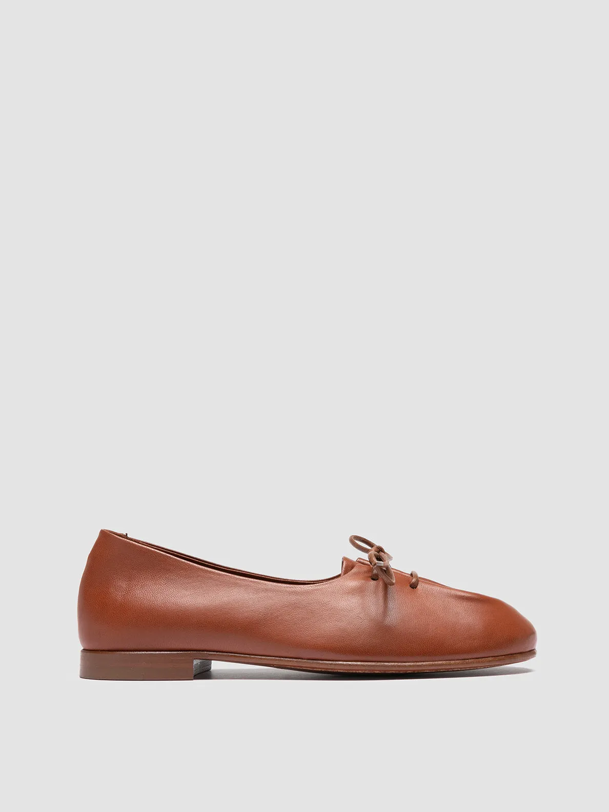 OLIVER 102 - Brown Leather Ballerina Shoes