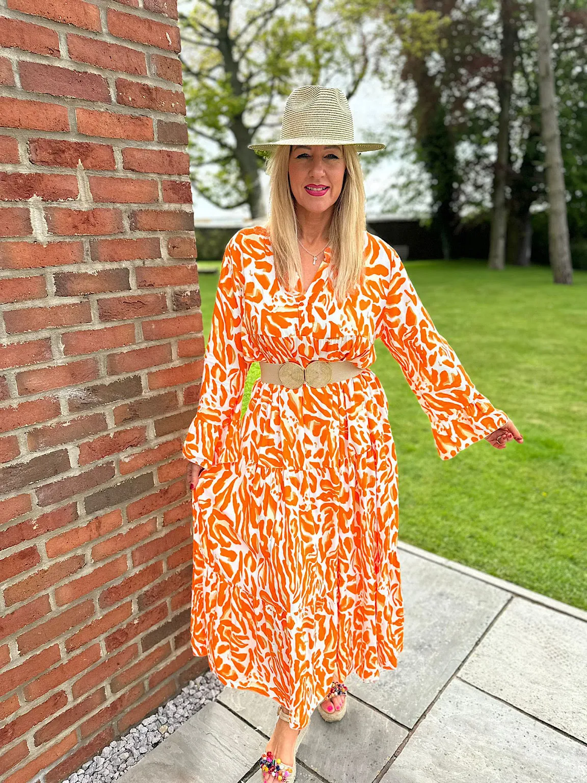 Orange Floral Print Maxi Dress - Suzie