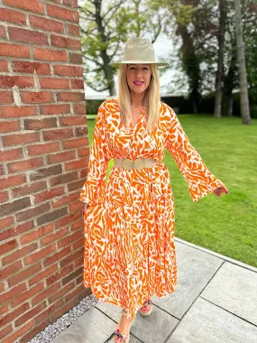 Orange Floral Print Maxi Dress - Suzie