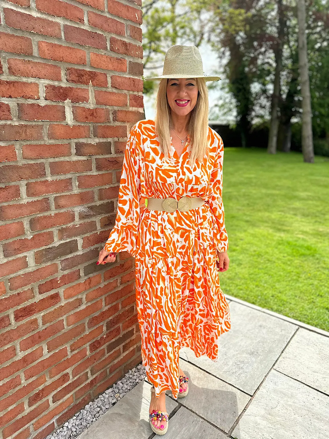 Orange Floral Print Maxi Dress - Suzie