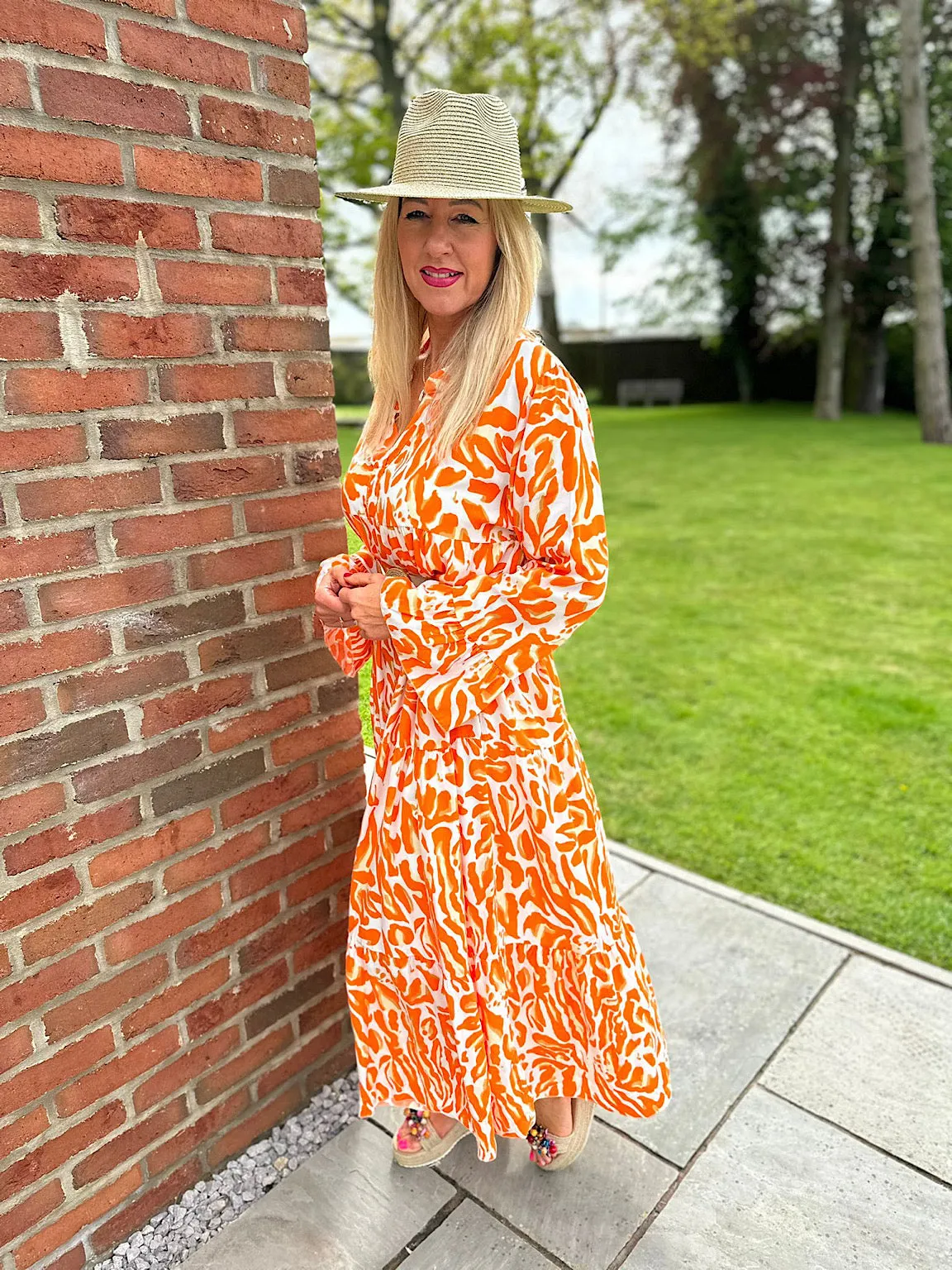 Orange Floral Print Maxi Dress - Suzie