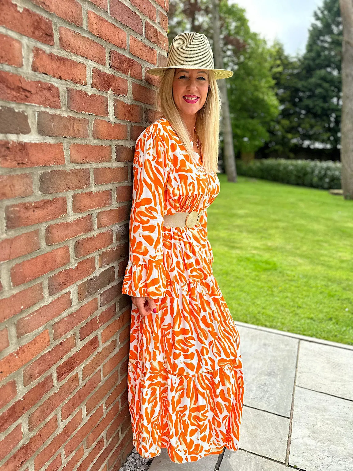 Orange Floral Print Maxi Dress - Suzie