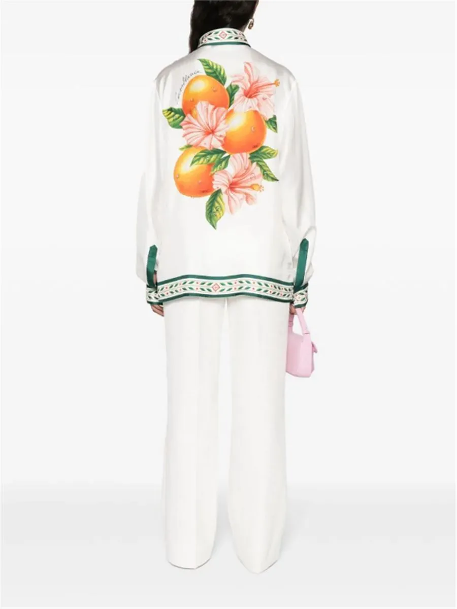 Oranges in Bloom Silk Blouse