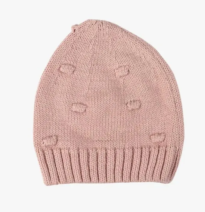 Organic Knit Poppy Knit Hat in Pink Pearl