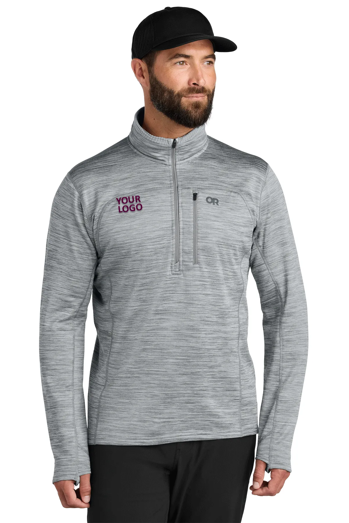 Outdoor Research Tech Grid 1/4-Zip Custom Fleeces, Grey Heather