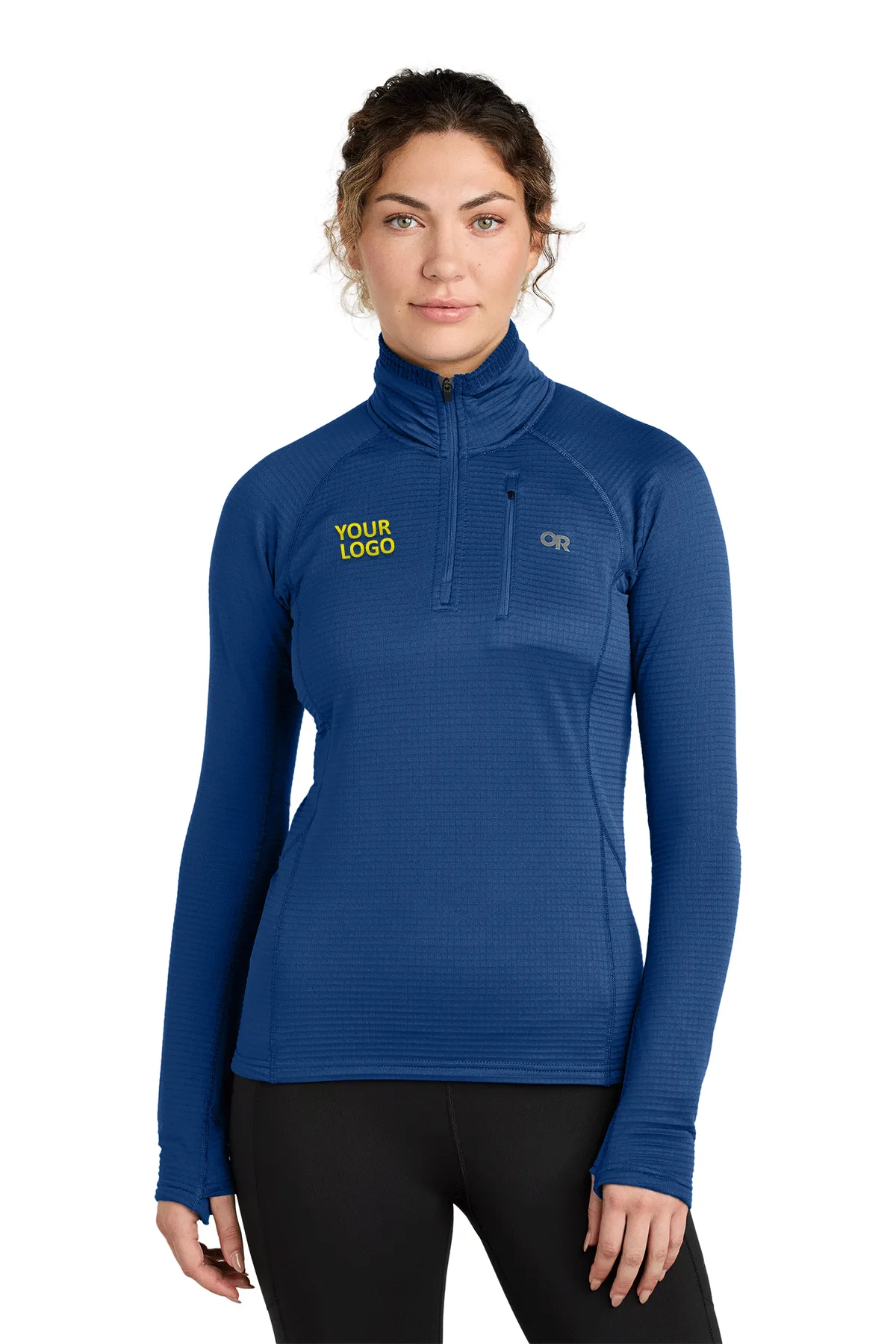 Outdoor Research Womens Tech Grid 1/4-Zip Custom Fleeces, Galaxy Blue