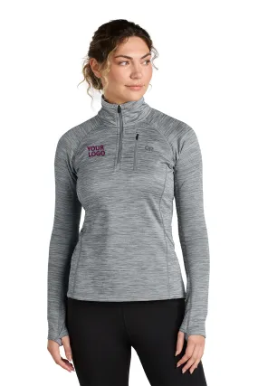 Outdoor Research Womens Tech Grid 1/4-Zip Custom Fleeces, Grey Heather